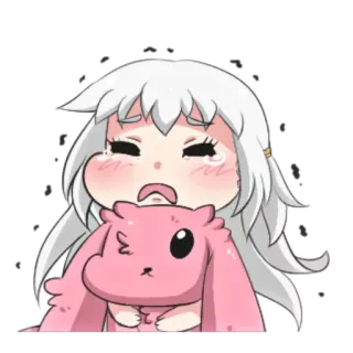 🌙 anime, huilen, schattig, verdrietig, konijn, chibi, kawaii whatsapp sticker