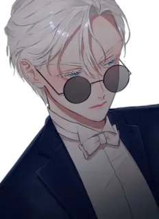😎 ผู้ชาย, ชุดสูท, แว่นตา, อนิเมะ, ตัวละคร telegram sticker