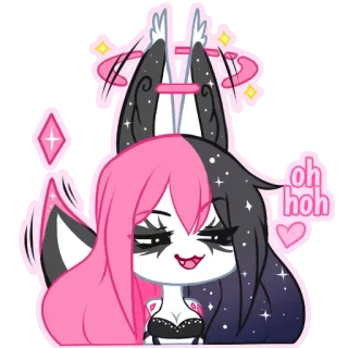 💗 oh hoh rosa, brillo, lindo, dibujos animados, pegatina whatsapp sticker