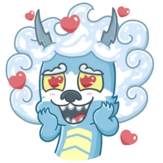 ❤️ monstro, fofo, amor, corações, desenho animado, animal, azul telegram sticker