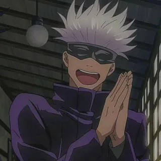 😄 Satoru Gojo Jujutsu Kaisen 动漫, 五条, 咒术回战, 角色, 微笑 telegram sticker