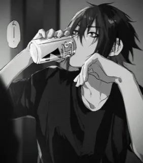 🌟 anime, drinking, man, beverage, cartoon telegram sticker