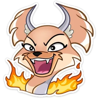 🔥 raposa, fogo, bravo, desenho animado, animal telegram sticker