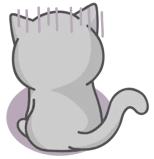 😔 kat, schattig, dier, zittend, grijs, sticker telegram sticker