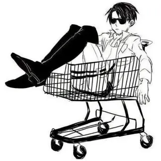 🛒 Levi Ackerman Attack on Titan Anime, Personagem, Carrinho de compras, Levi, Levi Ackerman, Ataque dos Titãs telegram sticker