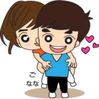 🧡 คู่รัก, การ์ตูน, ความรัก, กอด, หัวใจ, ขี่หลัง telegram sticker