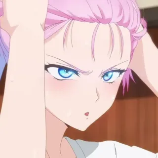 🐻 Anime, Mädchen, rosa Haare, blaue Augen telegram sticker