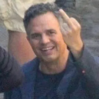 🖕 dedo do meio, ofensivo, rude, Mark Ruffalo, celebridade, gesto telegram sticker