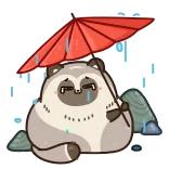 ☔️ panda, umbrella, rain, sad, cute, kawaii, cartoon, sticker telegram sticker