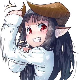 ✊ アニメ, 悪魔, 角, 可愛い, 女の子, 怒り, 漫画 telegram sticker