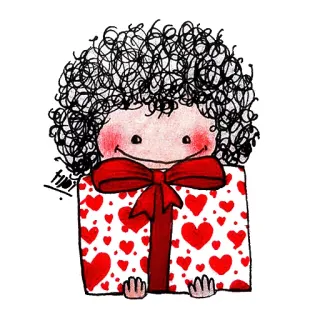 ❤ dessin animé, coeur, cadeau, dessin, illustration, mignon, kawaii telegram sticker