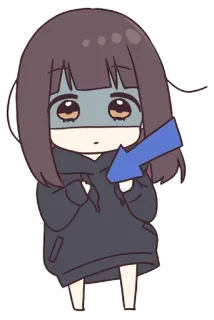 😰 chica anime, lindo, flecha, apuntando, ilustración, personaje telegram sticker