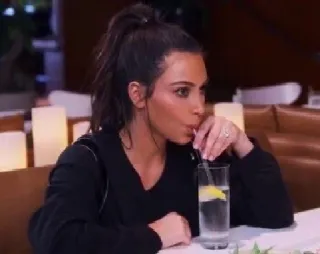 😨 Kim Kardashian Kim Kardashian, drinking, lemon, water, reality tv telegram sticker