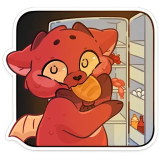 😈 smok, jedzenie, jedzenie, kreskówka, słodki, lodówka whatsapp sticker