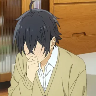 ✏️ Anime, Sonrojado, Masculino, Tímido, Dibujos animados telegram sticker