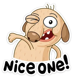 😉 NICE ONE! собака, мультфильм, милый, праздник, поддержка telegram sticker