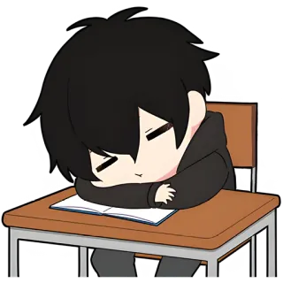 🥱 anime, boy, student, sleeping, tired, bored, chibi telegram sticker