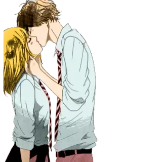 🖤 baiser, romance, amour, couple, anime, manga, affection, dessin animé telegram sticker