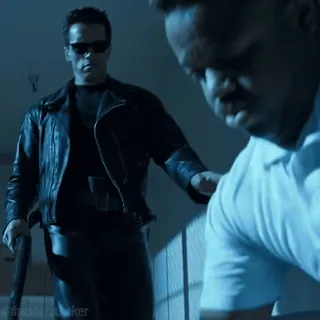 😡 Terminator 터미네이터, 아놀드 슈왈제네거, 영화 장면, 총, 폭력, 액션, 사이보그 telegram sticker