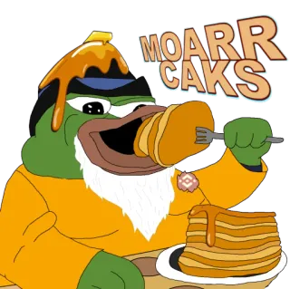 ❗️ Pepe the Frog MOARR CAKS เปเป้เดอะฟร็อก, แพนเค้ก, เค้ก, ของหวาน, มีม, มีมอินเทอร์เน็ต, อาหาร telegram sticker