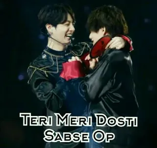🥰 TERI MERI DOSTI SABSE OP przyjaźń, hindi, tekst, szczęśliwy, kpop telegram sticker