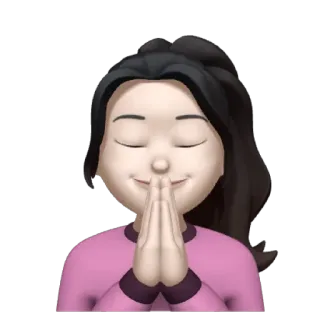 🎡 Emoji, Saudação, Namaste, Mulher, Desenho animado, Mãos, Oração telegram sticker