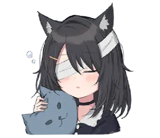 😴 Anime, Neko, Slaperig, Katmeisje, Kawaii telegram sticker