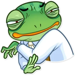 😖 กบ, สูท, การ์ตูน, สัตว์, สีเขียว telegram sticker