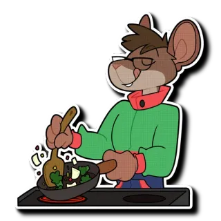 🥣 мультфильм, готовка, еда, кухня, мышь, животное telegram sticker