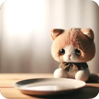 👧 кот, милый, животное, питомец, каваий, очаровательный, тарелка telegram sticker