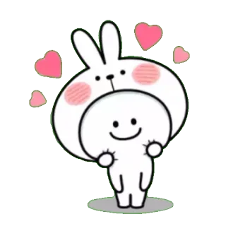 😋 милый, кролик, сердце, стикер, мультфильм whatsapp sticker