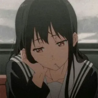 🖤 Anime, Dziewczyna, Mundur szkolny, Smutny, Manga, Nastolatka telegram sticker