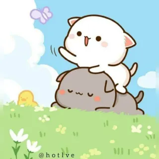 😼 @hotlve cat, dog, cute, animal, cartoon, butterfly, flower telegram sticker
