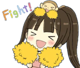 👯 Fight! Cheerleaderka, Anime, Słodkie, Kreskówka, Walka, Wsparcie, Kawaii telegram sticker