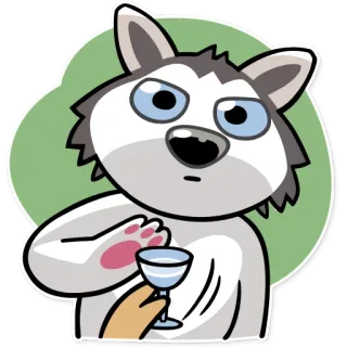 😶 Hund, Tier, Husky, Cartoon, Wein, Glas, Haustier whatsapp sticker