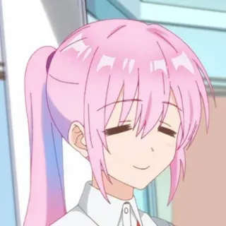 🍧 Anime, pinke Haare, Mädchen, lächelnd, Cartoon telegram sticker