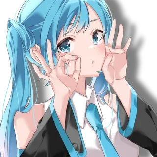 👌 Anime, Chica, Lindo, Personaje, Pelo azul telegram sticker