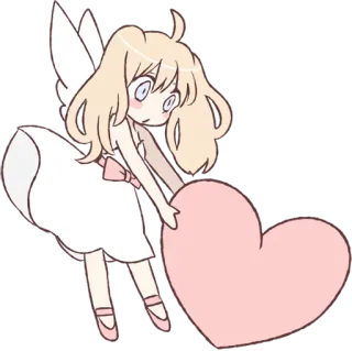 ❤️ anjo, coração, amor, fofo, desenho animado, asas telegram sticker
