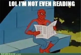 📰 Spider-Man LOL I'M NOT EVEN READING marvel, comics, funny, reading, newspaper, lol telegram sticker