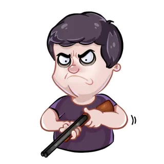 😠 senjata, pria, kartun, kekerasan, senjata, marah whatsapp sticker