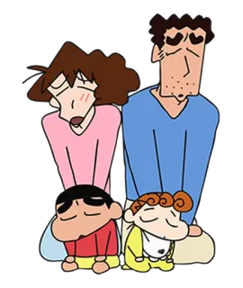 😥 Shin-chan anime, family, sleeping, cartoon telegram sticker