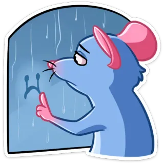 ☔️ rata, ratón, triste, lluvia, ventana, animal, dibujo animado, lindo telegram sticker