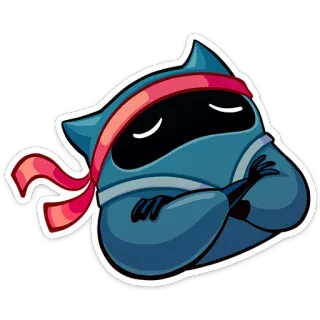 😒 ninja, cartoon, mascot, sticker, character, sleeper whatsapp sticker