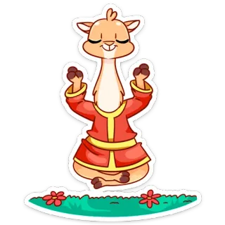 🧘‍♂ lhama, meditação, yoga, fofo, desenho animado, animal telegram sticker