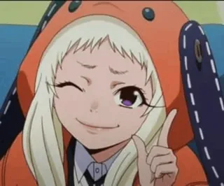 🍭 Mary Saotome Kakegurui อนิเมะ, คาเคกุรุย, เมอาริ ซาโอโตเมะ, การพนัน, ขยิบตา, ผมบลอนด์, เสื้อฮู้ดสีส้ม whatsapp sticker