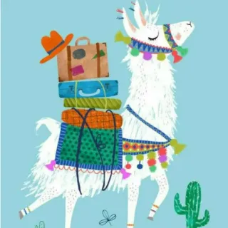 ✋ llama, luggage, cactus, animal, illustration, travel whatsapp sticker