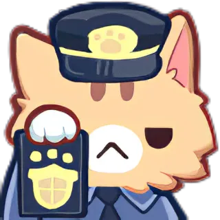 👍 gato, oficial, policía, pata, insignia, dibujos animados whatsapp sticker