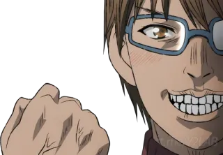 ✊ Anime, Charakter, Lächeln, Brille, Männlich, Selbstgefällig telegram sticker