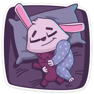 😴 coniglio, dormire, orsacchiotto, notte, letto, carino, cartone animato whatsapp sticker