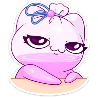 😏 귀여운, 만화, 분홍색, 카와이, 스티커 telegram sticker